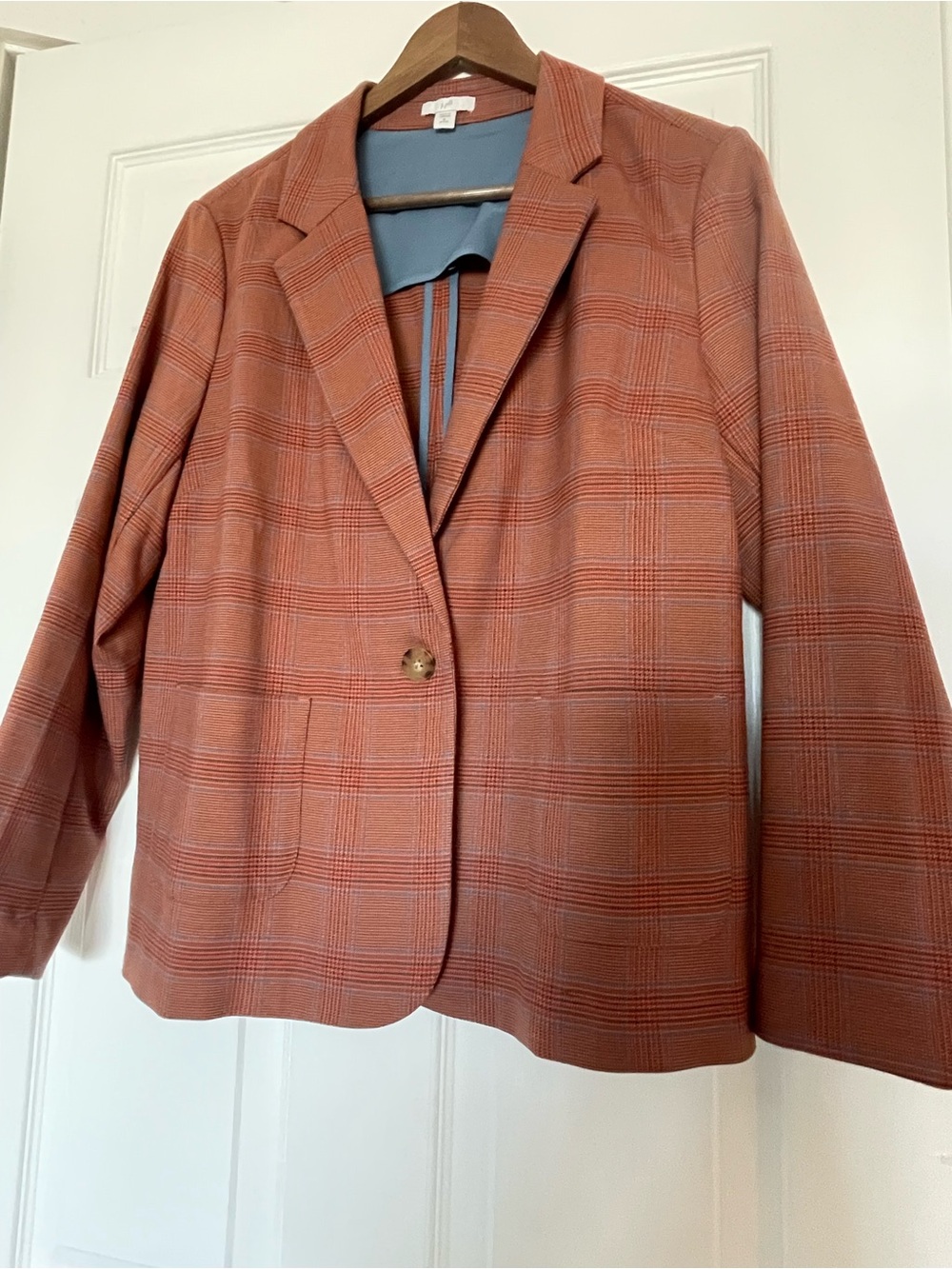 J. Jill Rust Plaid Single-Button Blazer